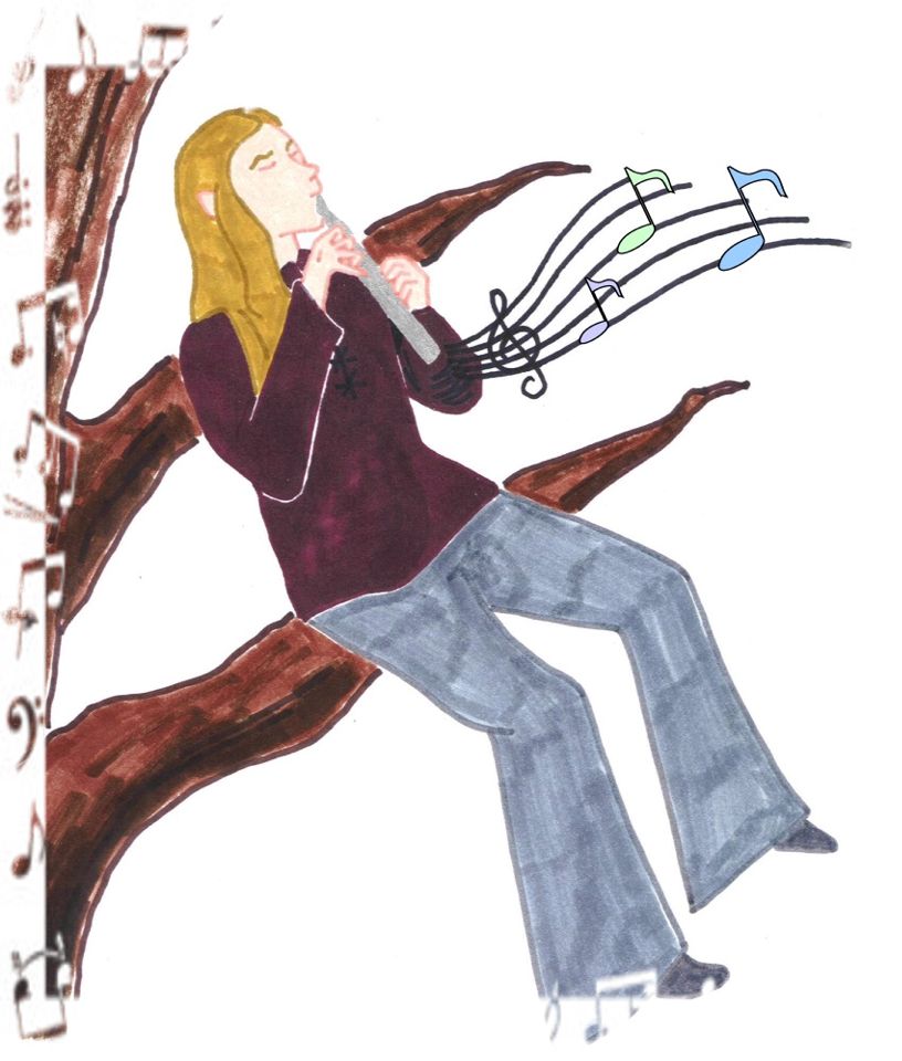 A frame of Haldir playing his flute, from an animated collaboration between Mei and Zhie.